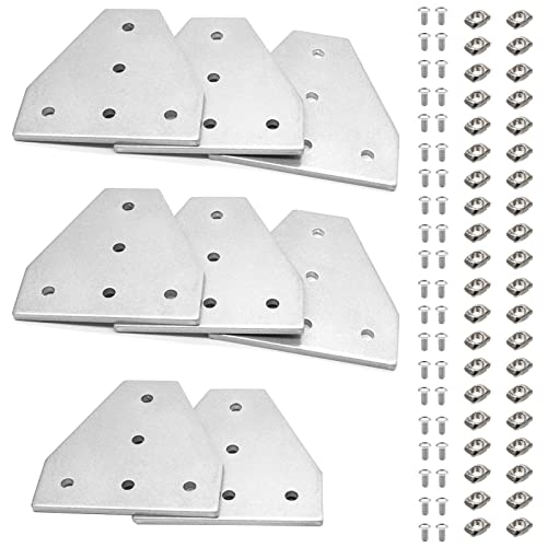 iMetrx Aluprofil Verbinder 20x20 Profilverbinder Silber T 8 Stück mit 40Stück M5-Muttern, 40Stück M5-Schrauben, für 3D-Drucker, Graviermaschine von iMetrx