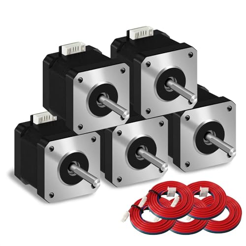 iMetrx NEMA 17 Schrittmotor 42x40mm Motor Extruder 1.5 A-3.8 V 2-Phasen 4-Draht 1.8 Grad, mit 1-Meter Kabel, für 3D Drucker Motor 5 Stück von iMetrx