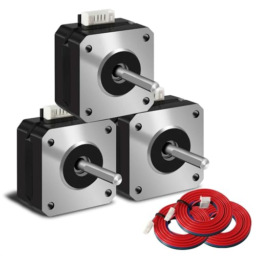 iMetrx Nema 17 Schrittmotor 42x23mm Pancake Motor 1.5A-3.8V 2 Phase 4 Drähte 1.8 Grad mit 1Meter Kabel für 3D Drucker Motoren 3 Stück von iMetrx