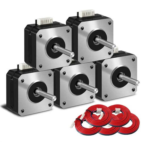 iMetrx Nema 17 Schrittmotor 42x23mm Pancake Motor 1.5A-3.8V 2 Phase 4 Drähte 1.8 Grad mit 1Meter Kabel für 3D Drucker Motoren 5 Stück von iMetrx