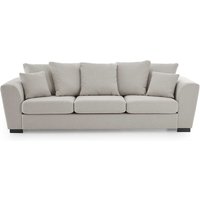 3 Sitzer Couch Beige aus Webstoff Vierfußgestell aus Holz von iMöbel