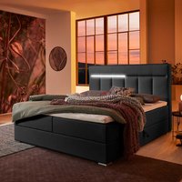 Amerikanisches Bett in Schwarz Kunstleder LED Beleuchtung und Bettkasten von iMöbel