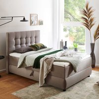 Box Singlebett Hellbraun Stoff in modernem Design 124 cm hoch von iMöbel