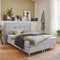 Boxspringbett mit hohem Kopfteil Hellgrau & Chrom von iMöbel