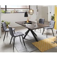 Design Essgruppe in Nussbaumfarben und Grau 180 cm Tisch (fünfteilig) von iMöbel