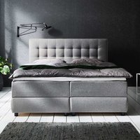 Doppel Bett mit Box Matratze und Bettkasten Grau Stoff von iMöbel
