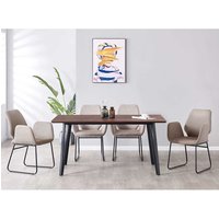 Essplatzgruppe Bezüge aus Kunstwildleder Tischplatte Nussbaumfarben (fünfteilig) von iMöbel