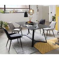 Esszimmer Sitzgruppe in Grau und Schwarz 180 cm Esstisch (fünfteilig) von iMöbel