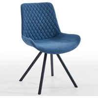 Gepolsterte Esstisch Stühle in Blau Stoff Gestell aus Metall (2er Set) von iMöbel