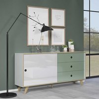 Hochglanz Sideboard in Weiß und Mintgrün Skandi Design von iMöbel