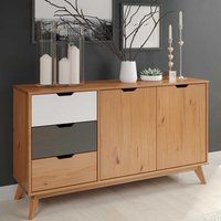 Kiefer massiv Sideboard im Skandi Design drei Schubladen und zwei Türen von iMöbel