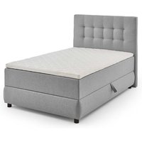 Single Bett mit Box Matratze in Grau Stoff modernes Design von iMöbel