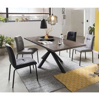 Sitzgarnitur in Nussbaumfarben und Grau 180 cm Tisch (fünfteilig) von iMöbel