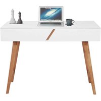 Skandi Schreibtisch in Weiß und Naturfarben 120 cm breit von iMöbel