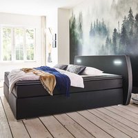 Springboxbett mit LED Beleuchtung Schwarz Webstoff von iMöbel