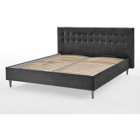 Stoffbett Doppelbett in Dunkelgrau 107 cm Kopfteil von iMöbel