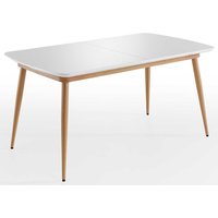 Tisch Esszimmer Skandi Stil mit einer Einlegeplatte Hochglanz Weiß von iMöbel