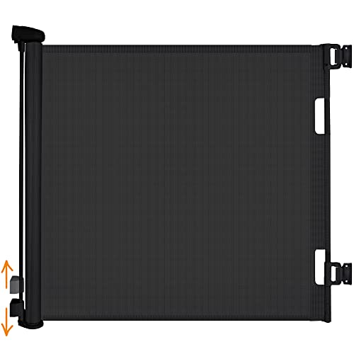 iMoebel Türschutzgitter Treppenschutzgitter Ausziehbar Breite 0-140cm Höhe 83cm, Rollgitter Absperrgitter Treppenschutzrollo für Baby Kinder Welpen, Schwarz von iMoebel