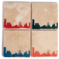 Austin Skyline Coaster Set | 4 Stein Untersetzer, Orange, Grün, Blau, & Rot Stadtbild Wohnkultur Austin Skyline Coaster Set | 4 Stein Untersetzer, Orange, Grün, Blau, & Rot Stadtbild Wohnkultur von iNKthePRINT