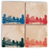 Baltimore Skyline Coaster Set | 4 Stein Untersetzer, Orange, Grün, Blau & Rot Stadtbild Home Decor von iNKthePRINT
