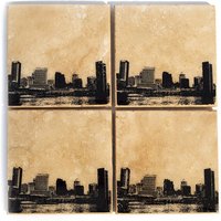 Baltimore Skyline Coaster Set | 4 Stein Untersetzer, Schwarz & Weiß Stadtbild Home Decor von iNKthePRINT