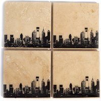 Philadelphia Skyline Untersetzer Set | 4 Steinuntersetzer, Schwarz & Weiß Philly Stadtbild Wohnkultur von iNKthePRINT