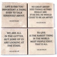 Zitat Untersetzer Set Oscar Wilde | 4 Steinuntersetzer, Rohstein Mit Schwarzem Text Literature Home Decor von iNKthePRINT