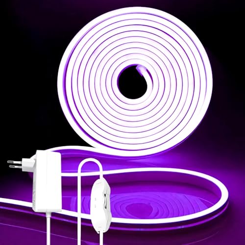 iNextStation LED Strip 5M, 12V Rosa Violett Neon LED Streifen Dimmbar Wasserdicht Flexibel Neon Led Silikon Leiste Lichtband für Schlafzimmer Innen Aussenbereich Heim Küche Wohnzimmer Deko von iNextStation