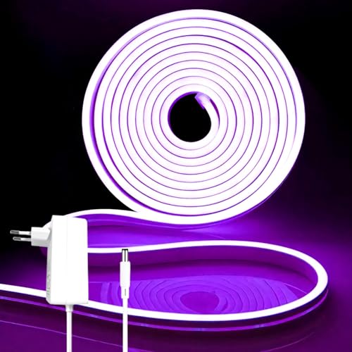 iNextStation LED Strip 5M, 12V Rosa Violett Neon LED Streifen Dimmbar Wasserdicht Flexibel Neon Led Silikon Leiste Lichtband für Schlafzimmer Innen Aussenbereich Heim Küche Wohnzimmer Deko von iNextStation