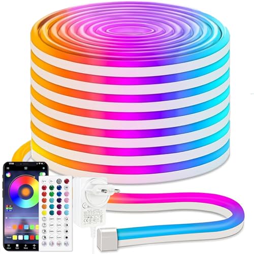 iNextStation 24V 15m RGB Neon LED Strip mit App & Fernbedienung, Farbwechsel, IP65 Wasserdicht Flexible Neon LED Streifen Musiksync – Ideal für Partys, Gaming & Innen Außendekoration iNextStation 24V 15m RGB Neon LED Strip mit App & Fernbedienung, Farbwechsel, IP65 Wasserdicht Flexible Neon LED Streifen Musiksync – Ideal für Partys, Gaming & Innen Außendekoration von iNextStation