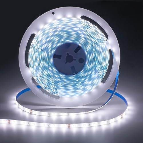 iNextStation 24V LED Streifen Kaltweiß, 10M/600 LEDs SMD 2835 Schneidbar LED Strip IP65 Wasserdichtes Selbstklebend LED Leiste Band für DIY Innen Küche Weihnachten Deko, Kein Netzteil/Stecker von iNextStation