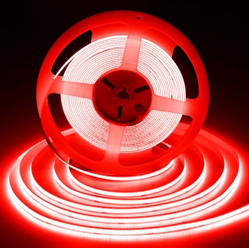 iNextStation COB LED Streifen 10M Rouge, DC24V LED Strip Lights Flexibel CRI93+, Breite 8mm Uniform Lichtband für Unterbau, Schlafzimmer, TV, Küche, DIY Heimdekoration (Ohne Netzteil) von iNextStation