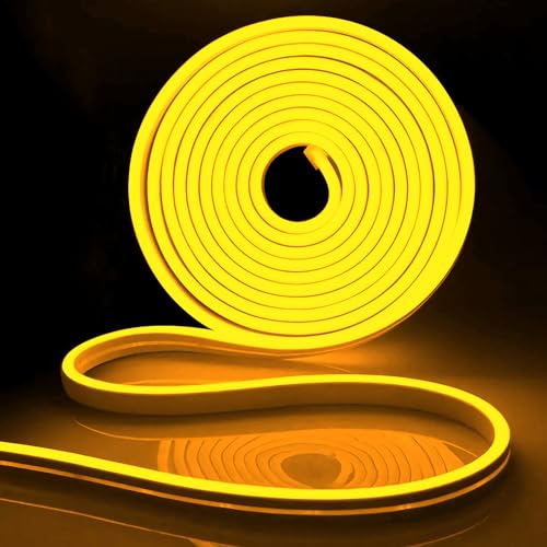 iNextStation LED Strip 5M, 12V Gelb Neon LED Streifen Wasserdicht Flexibel Neon Led Silikon Leiste Lichtband für Schlafzimmer Innen Aussenbereich Heim Küche Wohnzimmer DIY Deko (Ohne Netzteil) von iNextStation