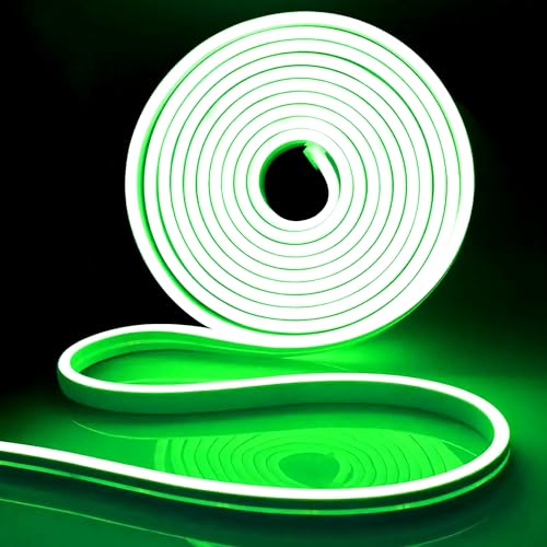 iNextStation LED Strip 5M, 12V Grün Neon LED Streifen Wasserdicht Flexibel Neon Led Silikon Leiste Lichtband für Schlafzimmer Innen Aussenbereich Heim Küche Wohnzimmer DIY Deko (Ohne Netzteil) von iNextStation