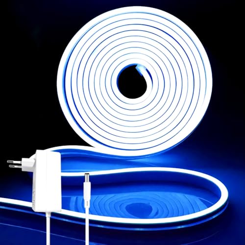 iNextStation LED Strip 5M, 12V Blau Neon LED Streifen Dimmbar Wasserdicht Flexibel Neon Led Silikon Leiste Lichtband für Schlafzimmer Innen Aussenbereich Heim Küche Wohnzimmer Deko von iNextStation