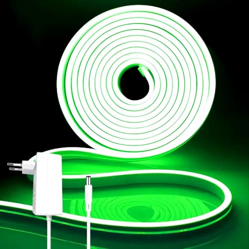 iNextStation LED Strip 5M, 12V Grün Neon LED Streifen Dimmbar Wasserdicht Flexibel Neon Led Silikon Leiste Lichtband für Schlafzimmer Innen Aussenbereich Heim Küche Wohnzimmer Deko von iNextStation