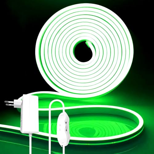 iNextStation LED Strip 5M, 12V Grün Neon LED Streifen Dimmbar Wasserdicht Flexibel Neon Led Silikon Leiste Lichtband für Schlafzimmer Innen Aussenbereich Heim Küche Wohnzimmer Deko von iNextStation