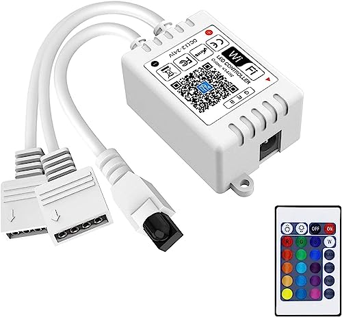 iNextStation Smart RGB LED Strip WiFi Kontroller DC12-24V mit 24 Tasten IR Fernbedienung Kompatibel mit Alexa Google Assistant IFTTT APP Steurung für 2835 5050 RGB LED Streifen(2 x 4Pin) von iNextStation