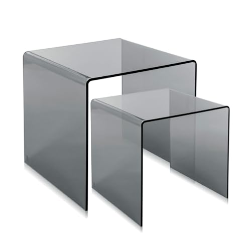 iPLEX - Set mit 2 stapelbaren Tischen Design der 80er Jahre aus transparentem Plexiglas, lasergeschnitten - Wohnkultur uf von iPLEX