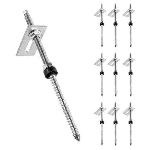 Stockschrauben M10 x 200 mm Stockschrauben PV Anlage (10er Pack) Edelstahl Höhenverstellbar Stockschraube Dübel für Photovoltaik Solarbefestigung auf Gebäudedächer Material: Edelstahl (SUS304) (10) von iPalamila