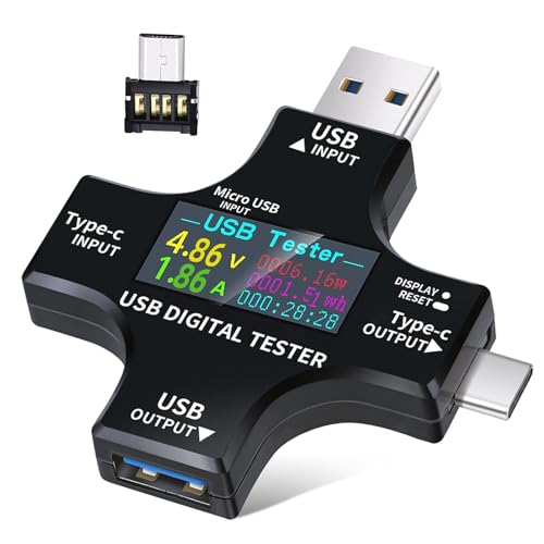 Tester USB Messgerät 2-in-1 USB C Strommessgerät Digital Multimeter Strommesser Power Meter, Spannung Voltmeter, Strom,usb messgerät, usb tester messgerät,Leistungskapazität Detektor von iPalamila
