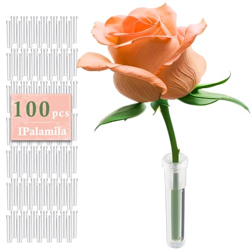 iPalamila 100 Stuck Reagenzgläser für Blumen Transparent Blumenröhrchen KunststoffOrchideenröhrchen mit Deckel 7cmx1.8cm Blumen Wasserrohrchen furBlumenarrangements ableger Pflanzen Glas von iPalamila