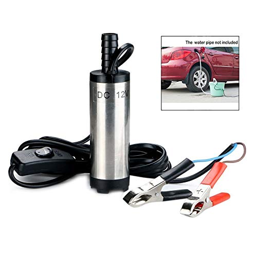 iPobie DC 12V 38mm Ölpumpe Wasser Pumpe, Öl Diesel Heizöl Wasser Tauchpumpe Treibstoff Transfer Zigarettenanzünder für Auto, Marine Boot von iPobie