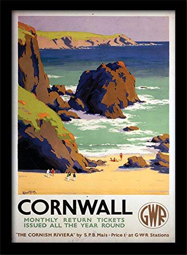 Cornwall GWR Monatlich Kehrt zurück Tickets Gerahmter Druck - überall Größe: 36 x 46 cm (14 x 18 inches) Druckgröße: 30 x 40 cm von iPosters