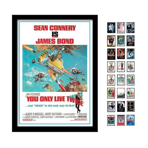 James Bond Gerahmter Kunstdruck, mit Motiv, englischem Text You Only Lice Twice, A3 von iPosters