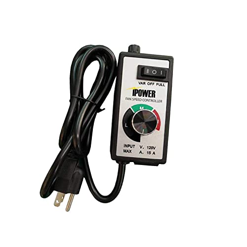 iPower 1 Pack Variable Vent Fan Speed Adjuster HVAC Controller, Switch with 3 Settings for Inline Duct Exhaust, Black, New von iPower