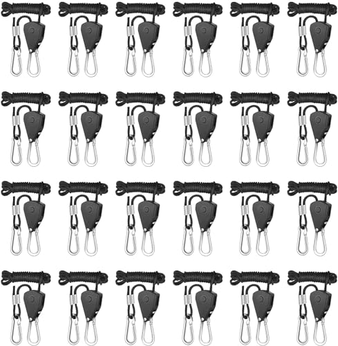 iPower 12-Pair 1/8 Inch Adjustable Heavy Duty Rope Clip Hanger Reinforced Metal Internal Gears 8-Feet Long 150lbs Weight Capacity, 12 Pairs von iPower