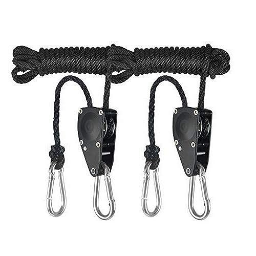 iPower 25mm verstellbarer Seil-Clip-Aufhänger, strapazierfähig, verstärktes Metall, 2,4 m lang, 136 kg Tragkraft, 1 Paar, schwarz von iPower