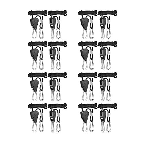 iPower 8-Pair 1/8 Inch Adjustable Heavy Duty Rope Clip Hanger Reinforced Metal Internal Gears 8-Feet Long 150lbs Weight Capacity von iPower