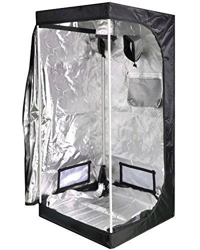iPower Hydroponic wasserfeste Zelt-Werkzeugtasche Growzelt Grow Tent und Bodenablage Licht und Zimmerpflanze Wachsen, schwarz und silber, Wachstumszelt - 80 x 80 x 160 cm von iPower